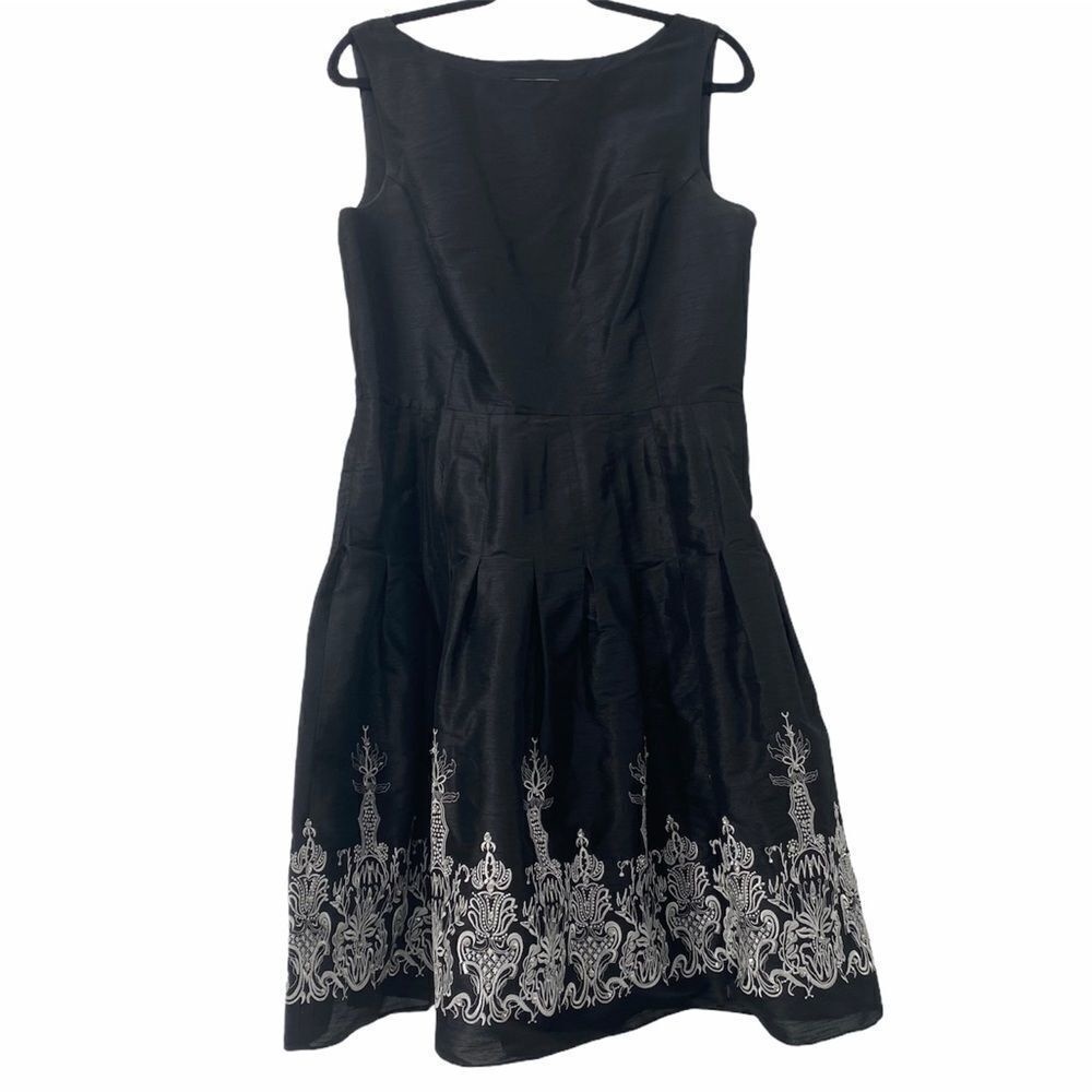 JS Boutique Black‎ White Embroidered Dress Womens 12 Fit and Flare